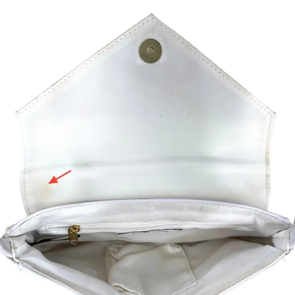 Kenneth Cole‎ Reaction White Saffiano Leather Envelope Crossbody Bag Gold Zipper